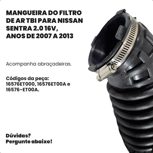 Mangueira Filtro Ar Tbi Nissan Sentra 2.0 16v 2007 Ate 2013 - foto 2