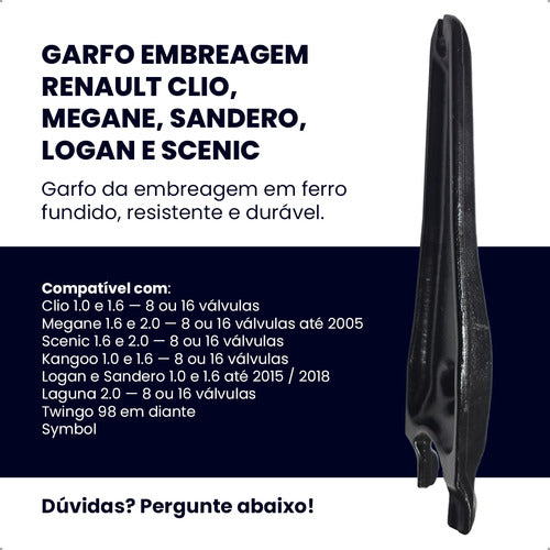 Garfo Embreagem Renault Clio Megane Sandero Logan Scenic