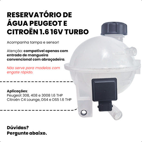 Reservatorio Agua Ds4 Ds5 3008 308 408 C4 Lounge 1.6 16v Thp