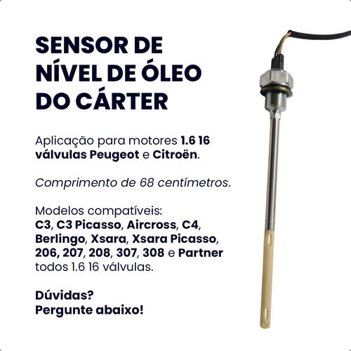 Sensor Nível Oleo 206 207 307 308 C3 C4 Picasso 1.6 16v