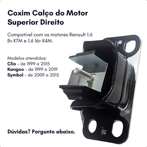 Coxim Calço Motor Direito Renault Clio Kangoo Symbol 1.6