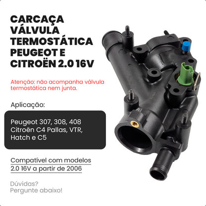 Carcaça Válvula Termostática 307 308 408 C4 C5 2,0 16v - foto 2