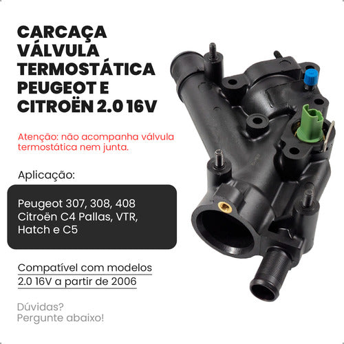 Carcaça Válvula Termostática 307 308 408 C4 C5 2,0 16v