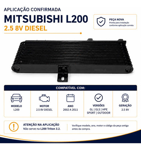 Radiador Trocador Óleo Mitsubishi L200 Sport Outdoor 25 8v