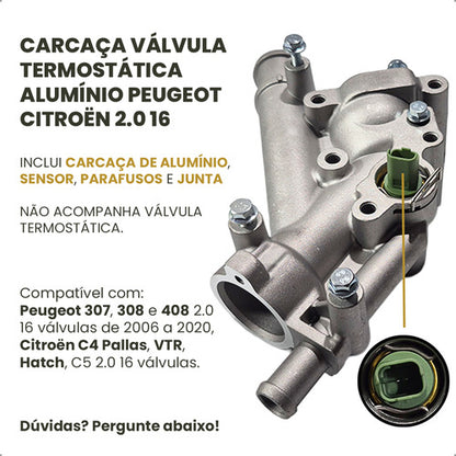 Carcaça Válvula Termostática 307 308 408 C4 C5 2,0 16v Alumi - foto 2