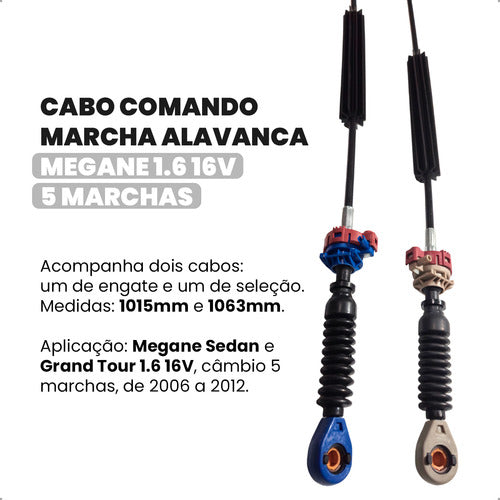 Cabo Comando Alavanca Marcha Megane 1.6 16v 5 Marchas Jogo