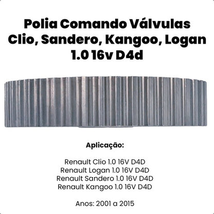 Polia Comando Valvulas Clio Sandero Kangoo Logan 1.0 16v D4d - foto 2