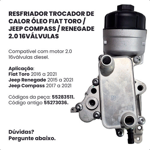 Resfriador Trocador Calor Óleo Toro Compass Renegade 2.0 16v
