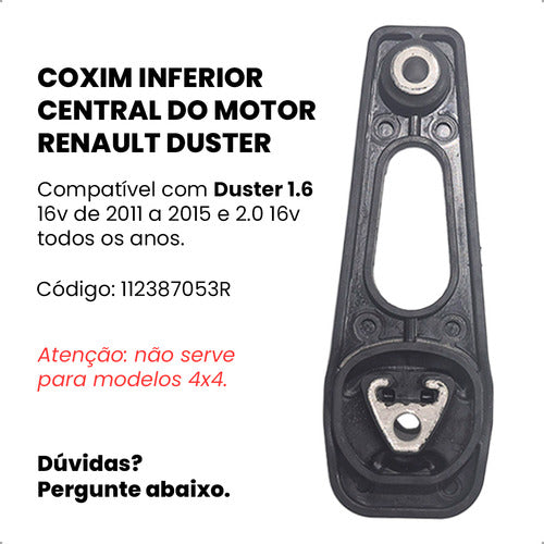 Coxim Calço Central Do Cambio Inferior Duster 1.6 2.0 16v