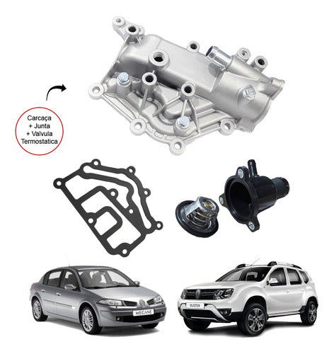 Kit Carcaça Valvula Termostatica Megane Scenic 1.6  2.0 16v - foto 2
