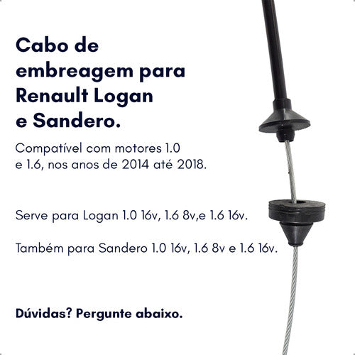 Cabo De Embreagem Logan Sandero 1.0 1.6 2015 2016 2017 2018