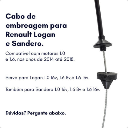 Cabo De Embreagem Logan Sandero 1.0 1.6 2015 2016 2017 2018 - foto 6
