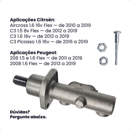 Cilindro Mestre Freio 208 2008 C3 Aircross 1.5 1.6 Com Abs - foto 3