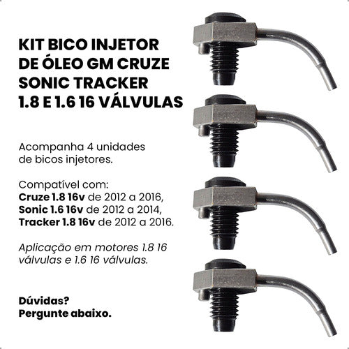 Kit Bico Injetor De Óleo Gm Cruze Sonic Tracker 1.8 1.6 16v