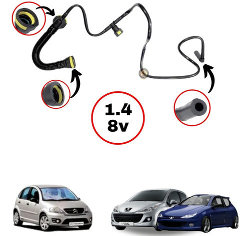 Mangueira Respiro Do Óleo Peugeot 206 207 C3 1.4 8v Completa