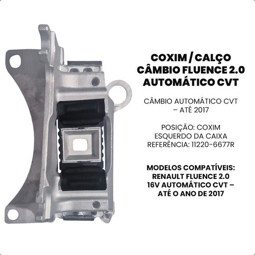 Coxim Calço Cambio Fluence 2.0 Até 2017 Cambio Automatico Cvt