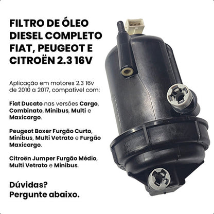 Filtro Combustível Diesel Completo Ducato Boxer Jumper 2.3 - foto 2