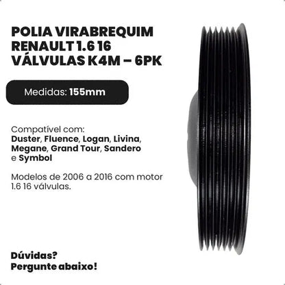 Polia Virabrequim Megane Logan Sandero Duster 1,6 16v 2006 - foto 2
