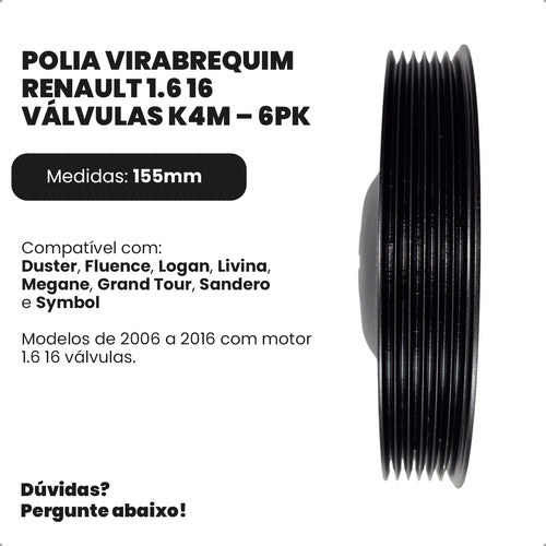 Polia Virabrequim Megane Logan Sandero Duster 1,6 16v 2006