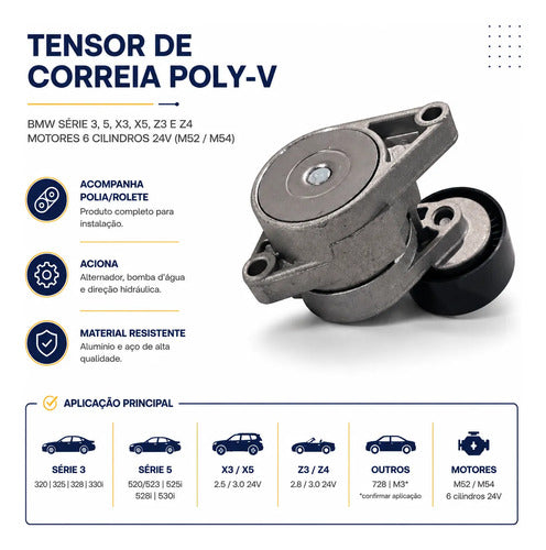 Tensor Correia Poly V Alternador Bmw 320 325 328 330 Z3 M52 - foto 4