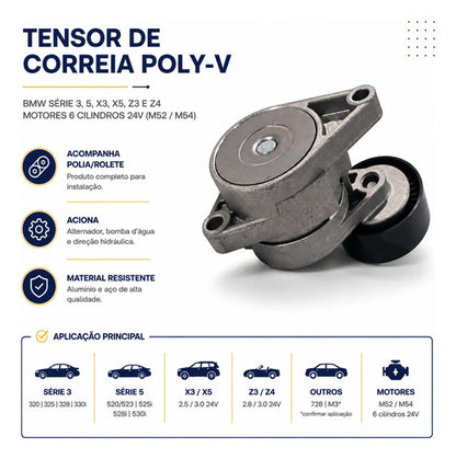 Tensor Correia Poly V Alternador Bmw 320 325 328 330 Z3 M52 - foto 4