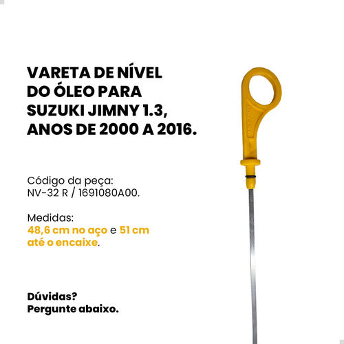 Vareta Nivel Do Oleo Motor Suzuki Jimny 1.3 2000 2001 2002