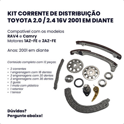 Kit Corrente Toyota Rav4 Camry 2.0 2.4 16v 1azfe 2azfe - foto 2