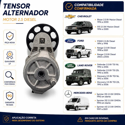 Tensor Alternador Poly V Land Rover Defender Discovery 2.5