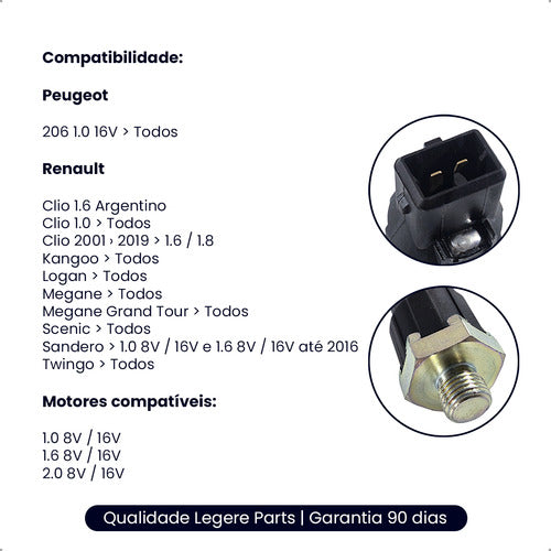 Sensor Detonaçâo Renault Clio 19 Megane Logan Sandero Scenic - foto 5