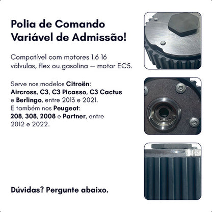 Polia Variável Comando Admissão Citroen C3 Aircross 1.6 16v - foto 2