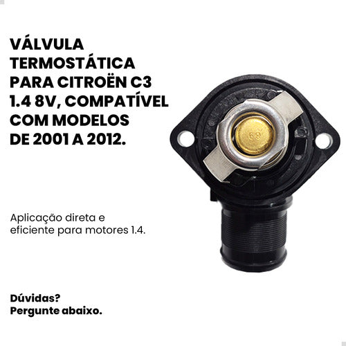 Válvula Termostática Citroen C3 1.4 8v 2001 Ate 2012