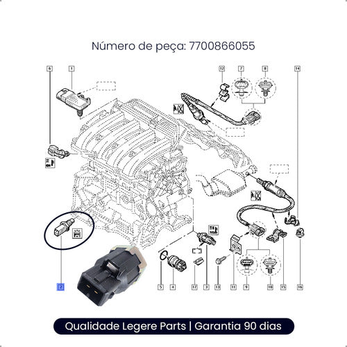 Sensor Detonaçâo Renault Clio 19 Megane Logan Sandero Scenic - foto 4