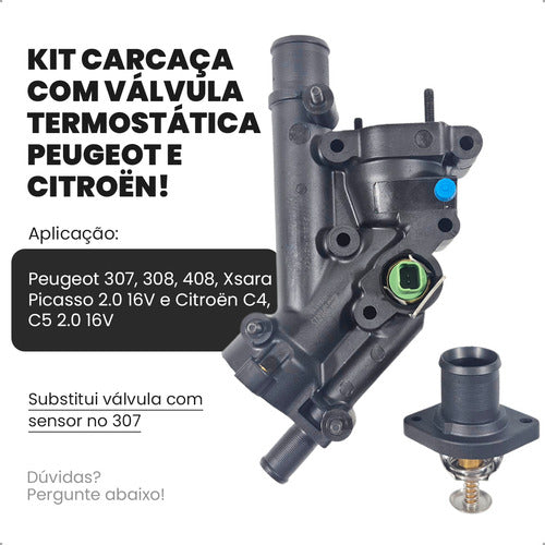 Kit Carcaça Válvula Termos Sensor 307 308 408 C4 C5 2,0 16v