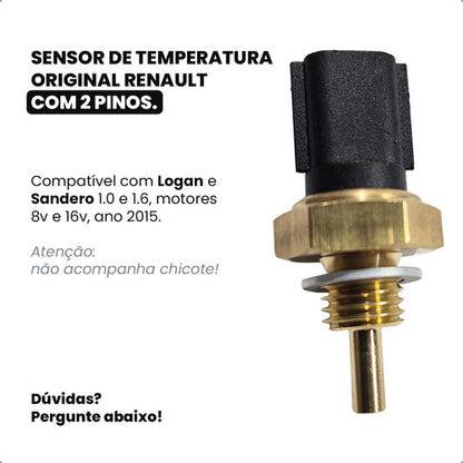 Sensor Temperatura Logan Sandero 2015 2016 2017 2 Pinos - foto 2
