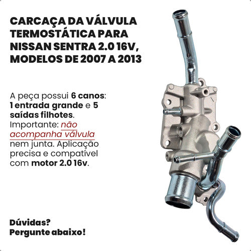Carcaça Válvula Termostática nissan Sentra 2.0 16v Ate 2013