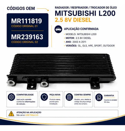 Radiador Trocador Óleo Mitsubishi L200 Sport Outdoor 25 8v - foto 5