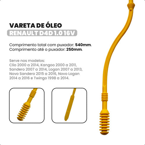 Vareta Óleo Renault Clio Kangoo Logan Sandero Twingo 1.0 16v