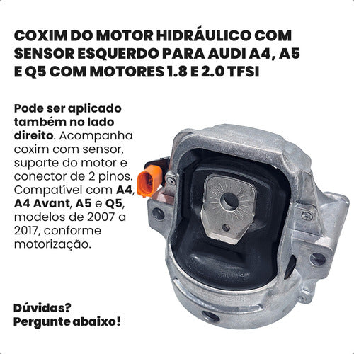 Coxim Calço Motor Hidráulico Esquerdo C/sensor Audi A4 A5 Q5