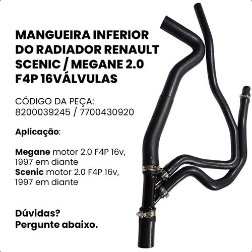 Mangueira Inferior Radiador Scenic 2.0 F4p 16v 8200039245