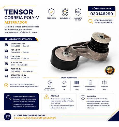 Tensor Correia Alternador Poly-v Fox Polo Spacefox 1.6 8v