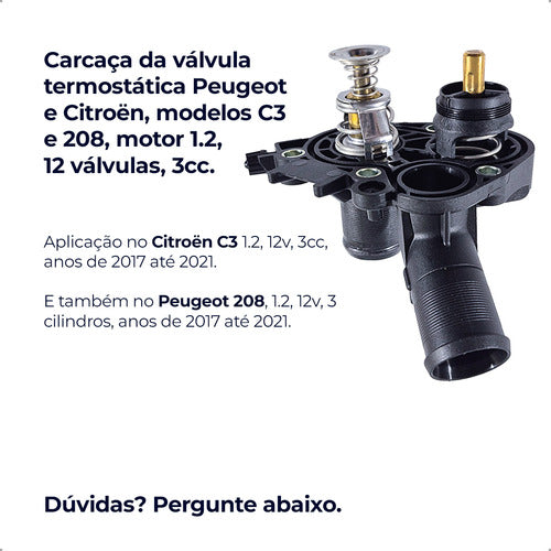Carcaça Válvula Termostática Peugeot Citroen C3 208 1.2 12v